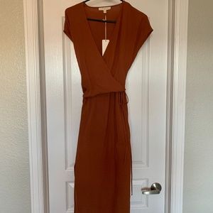 Burnt orange linen tunic style dress